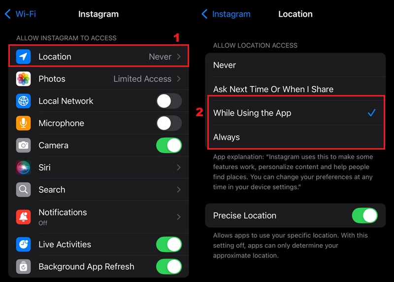 enable location