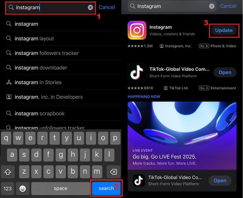 update instagram
