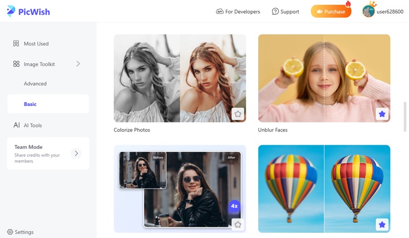 picwish interface