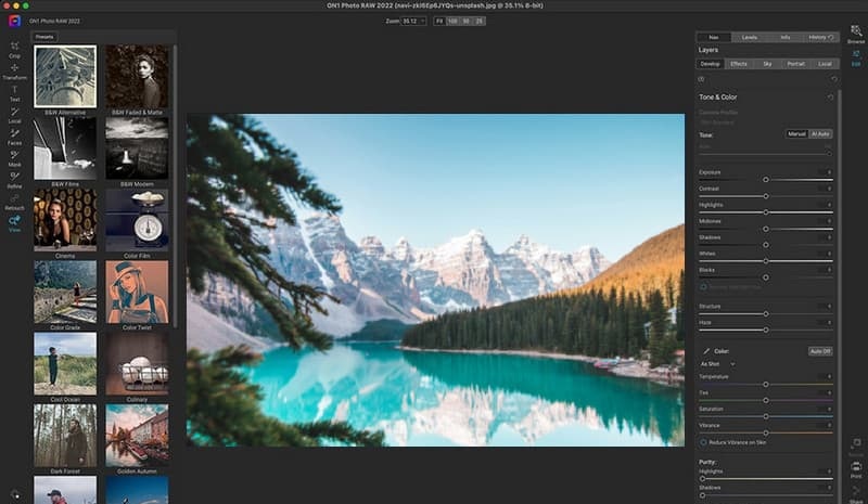 on1 photo raw interface
