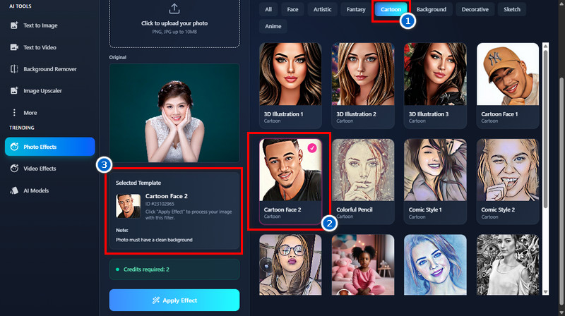 choose 3d cartoon effect