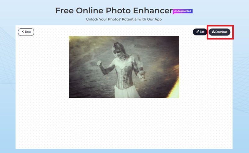 download the upscaled photo