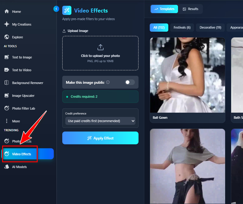 go to video effects tab