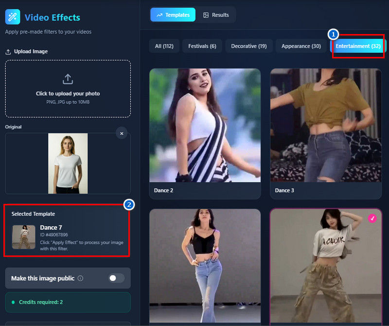 choose a dance effect