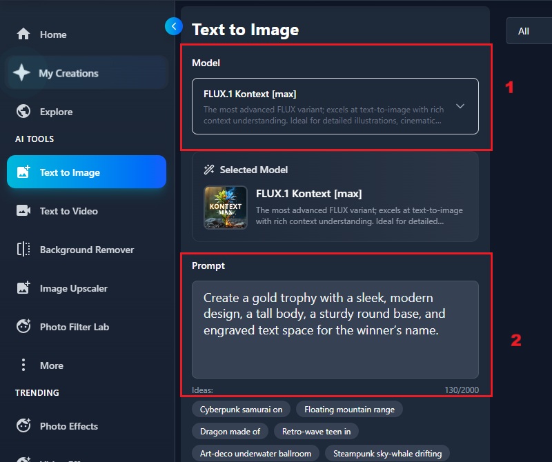 enter a descriptive prompt
