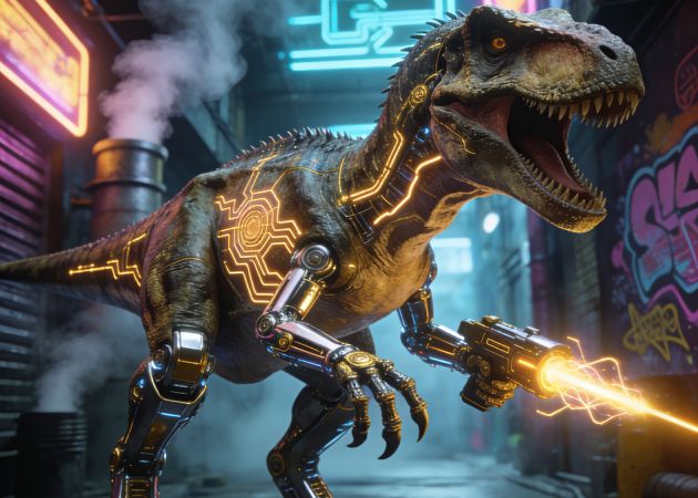 create sci-fi cyber dinos