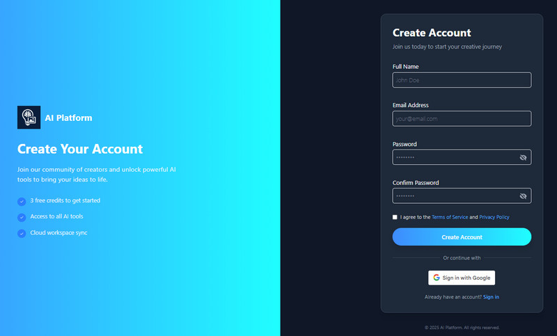 sign up for an account