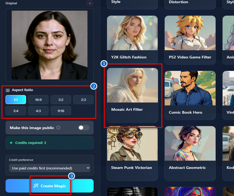 apply the mosaic filter