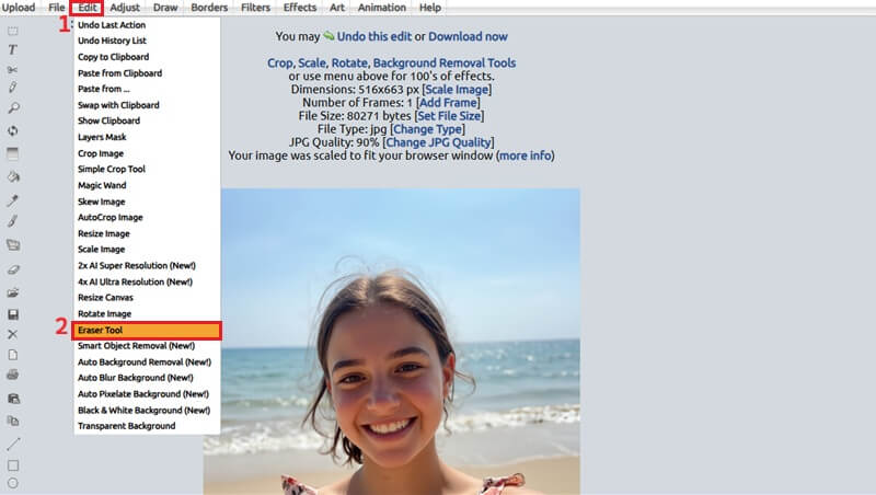 launch eraser tool