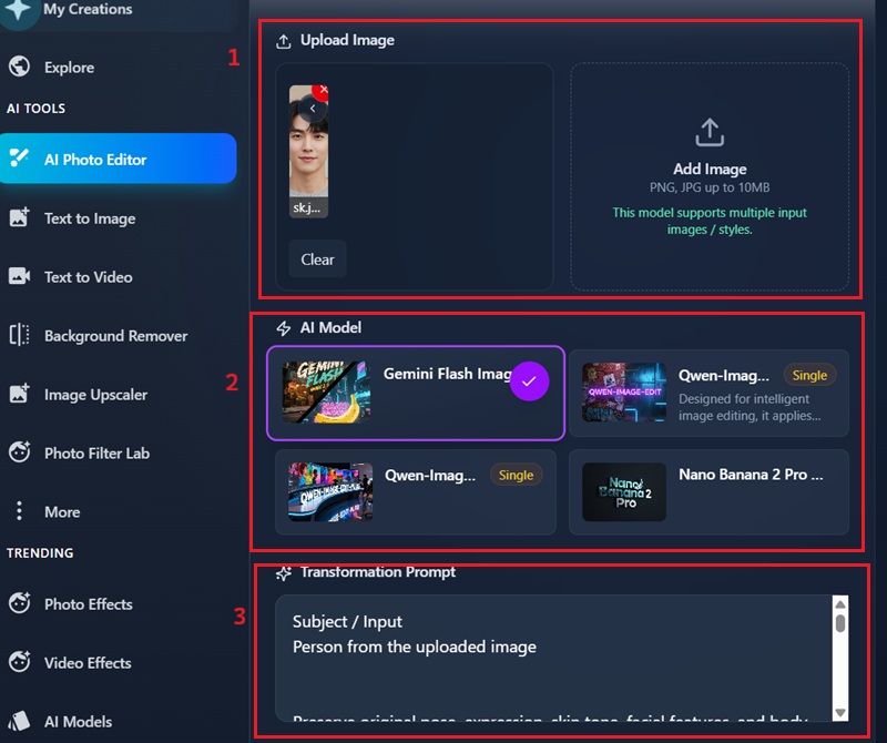 add prompt and upload image