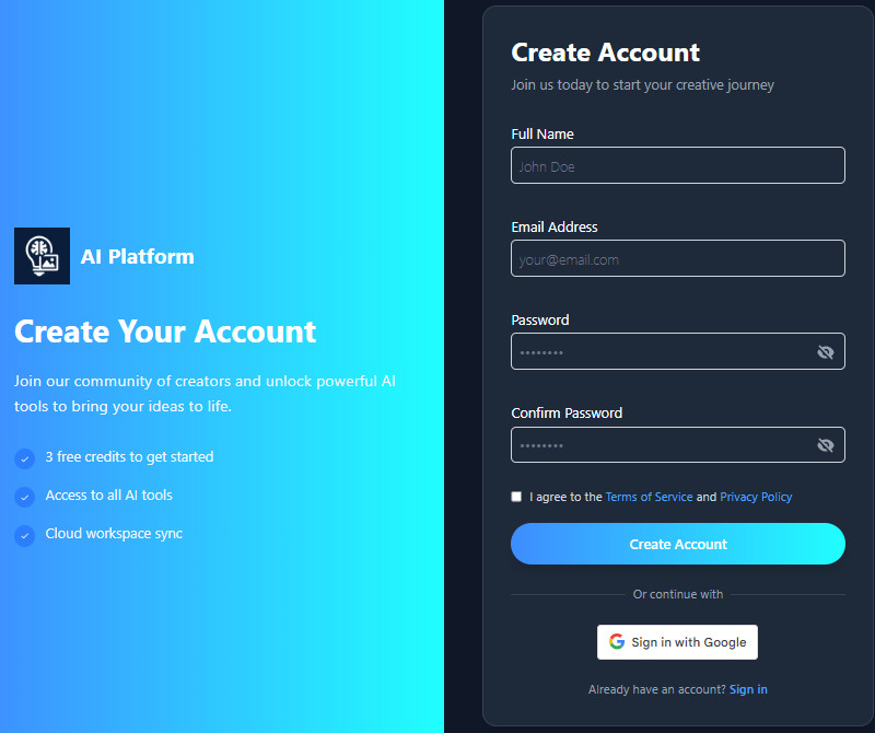 create an account