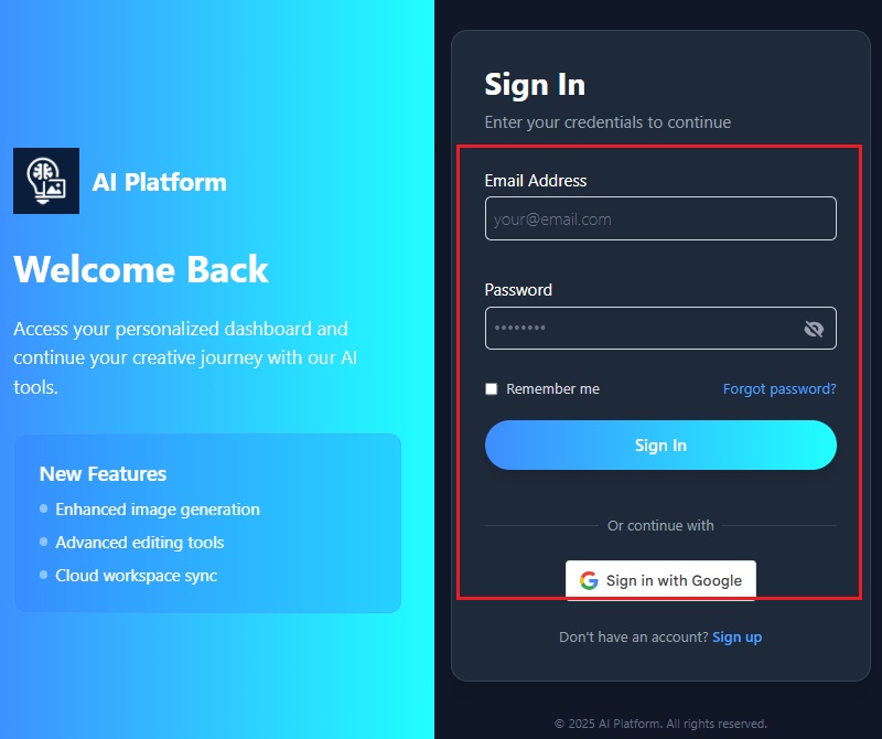 create your account