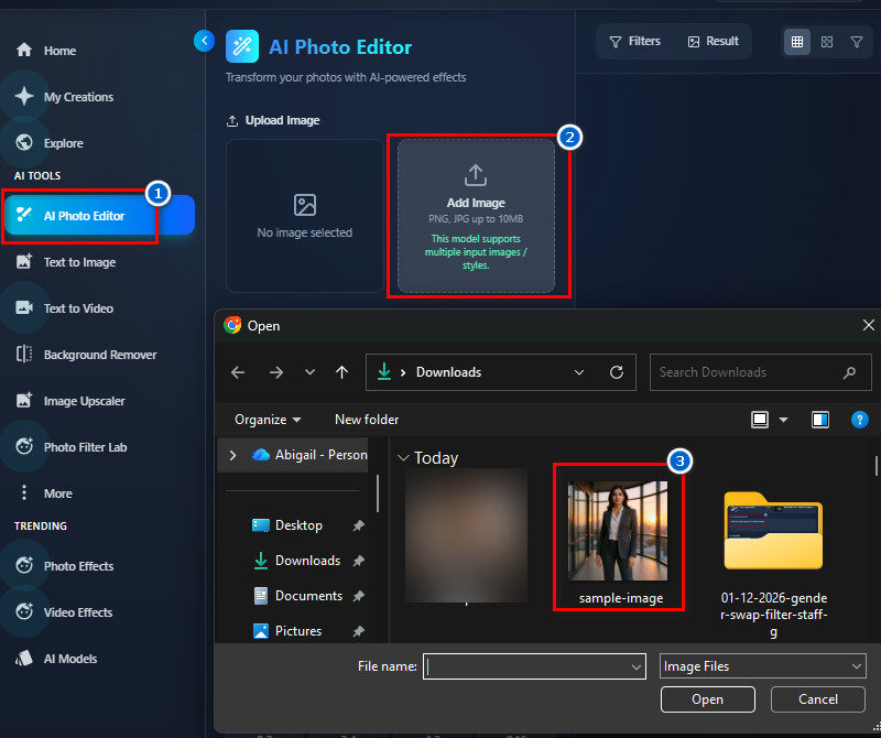 navigate to ai photo editor