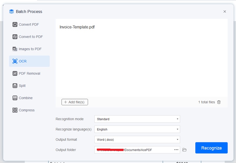 acepdf scanned pdf to word