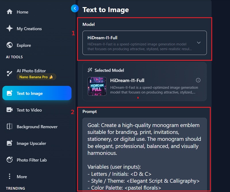 input your desired text or initials