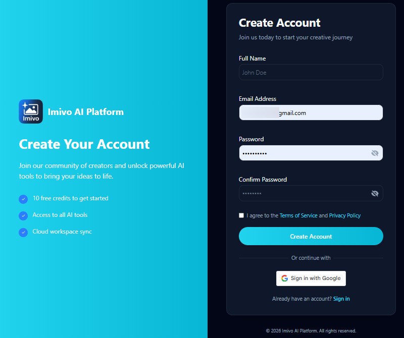 create an account