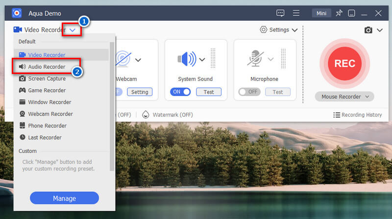 change video recorder to audio recorder