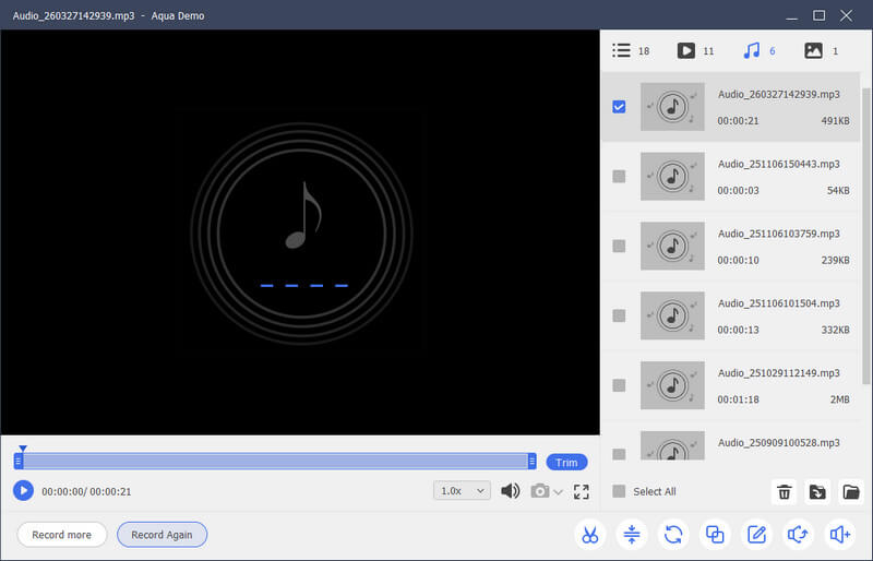 review the recorded audio