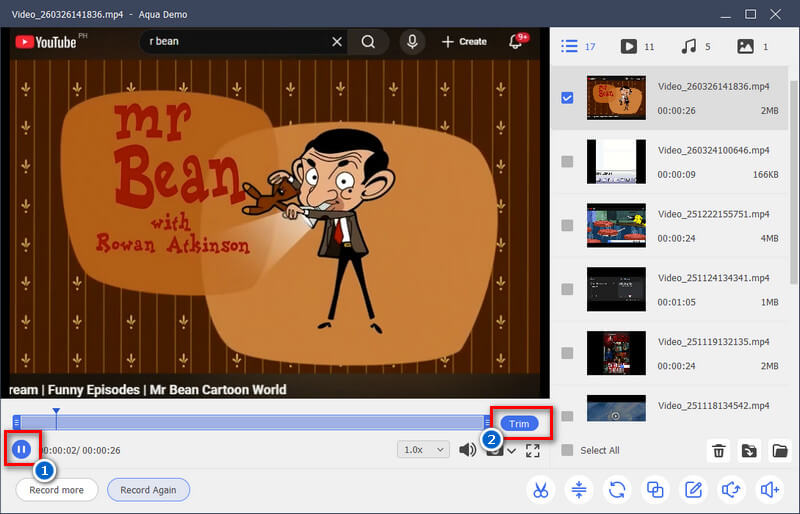 preview the recorded screen with audio