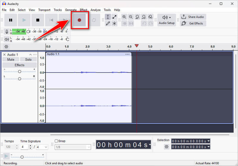 start to record audio on computer