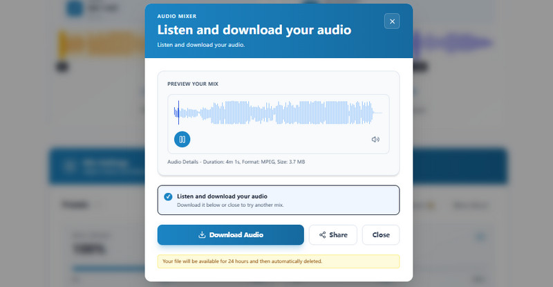 Mix and Download Audio