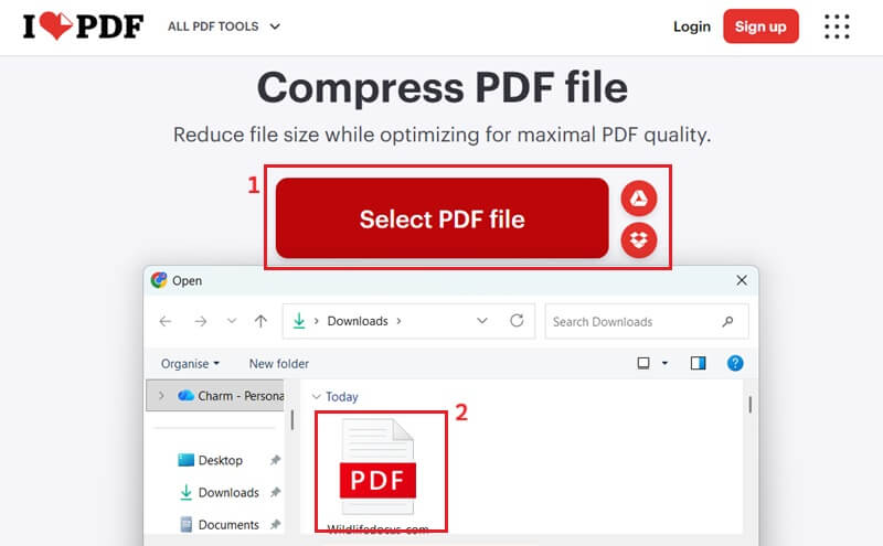 ilovepdf select pdf file