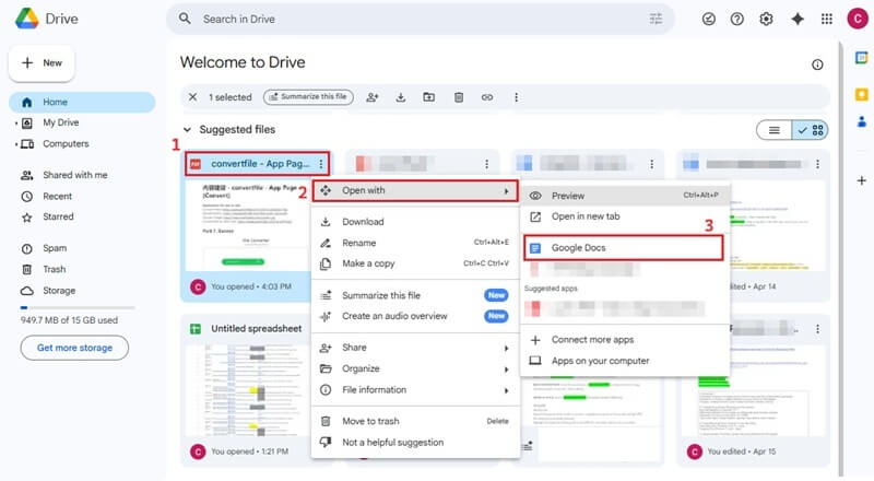 google docs open file