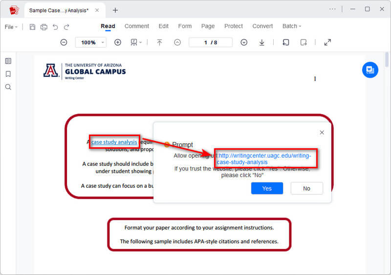check if the link formatting is correct