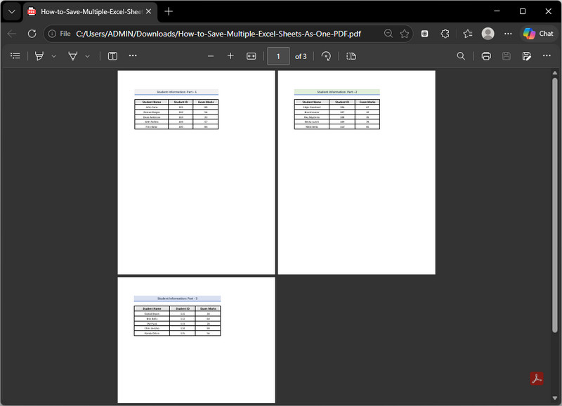 locate the output pdf file and preview it