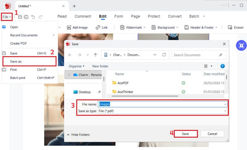 acepdf save file