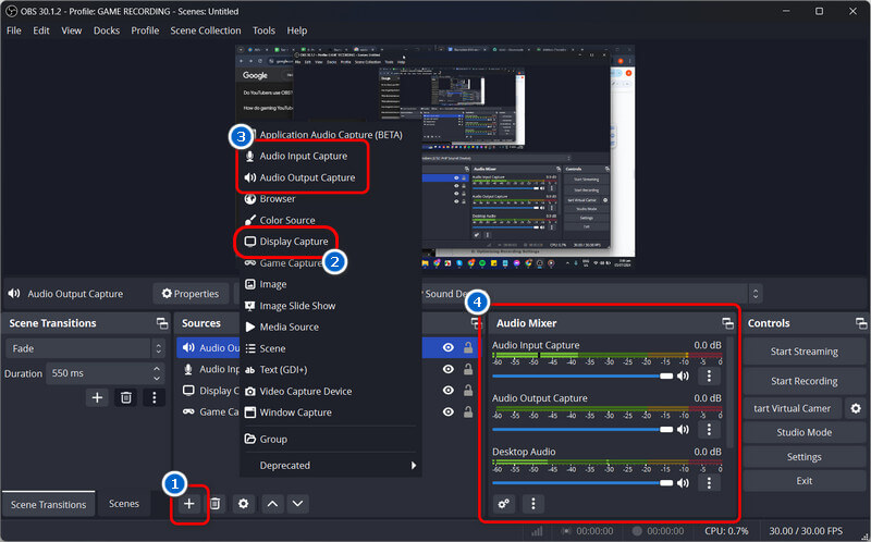set up screen and audio