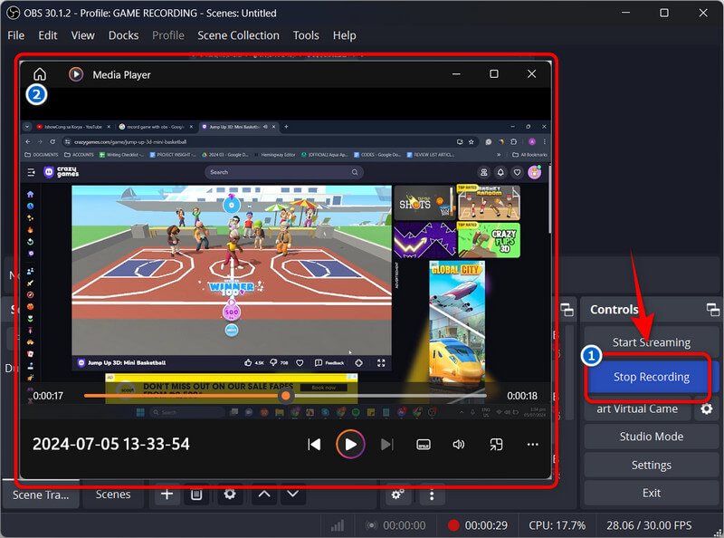 stop and preview the recording