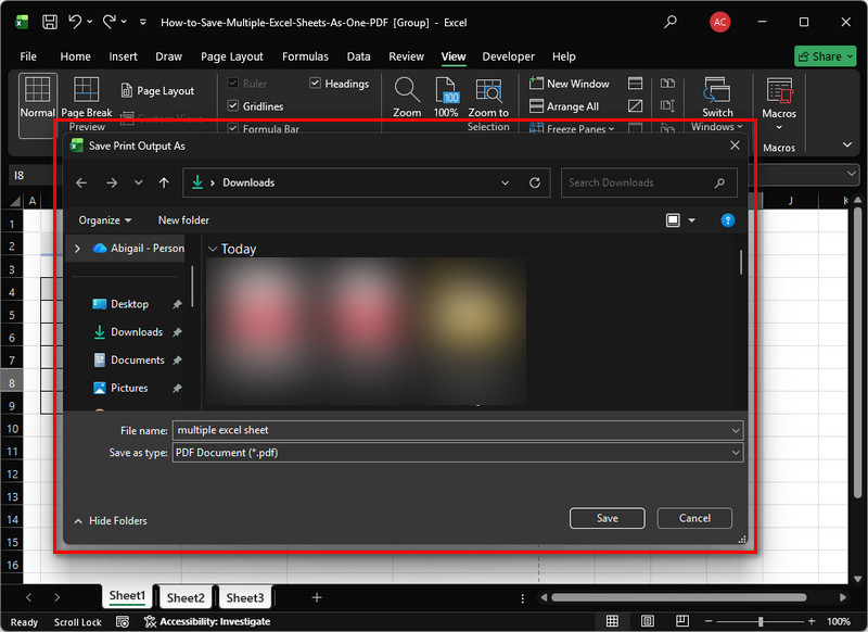 print excel sheets as one pdf