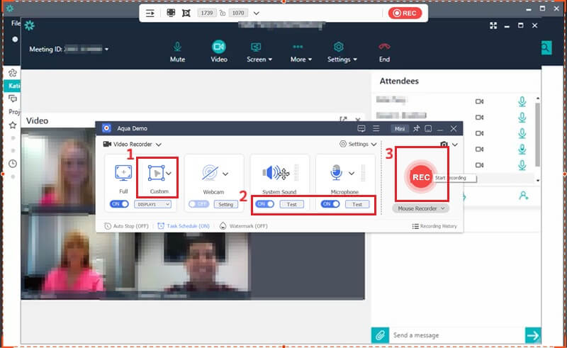 aqua demo record chime meeting