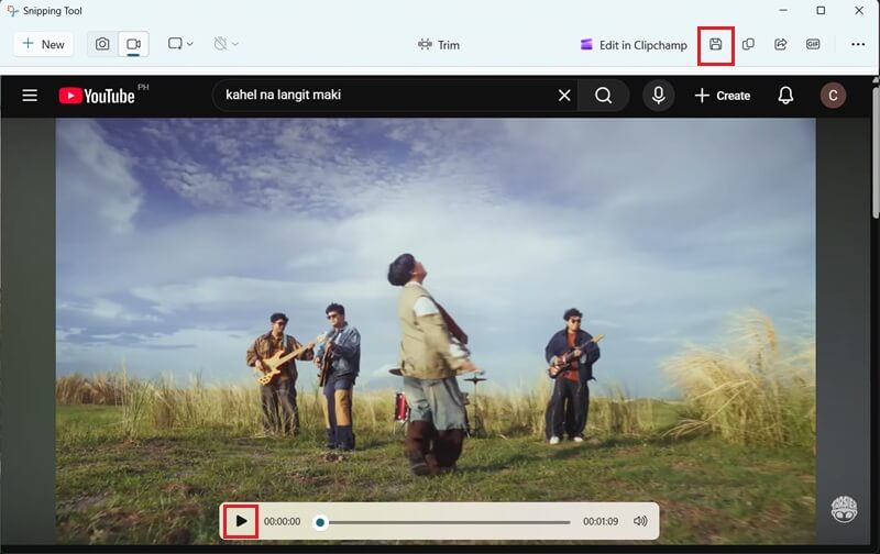 snipping tool play and save