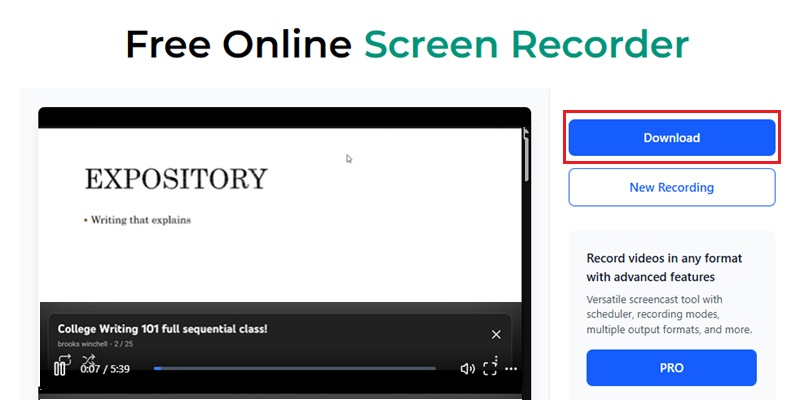 Preview and save the recording