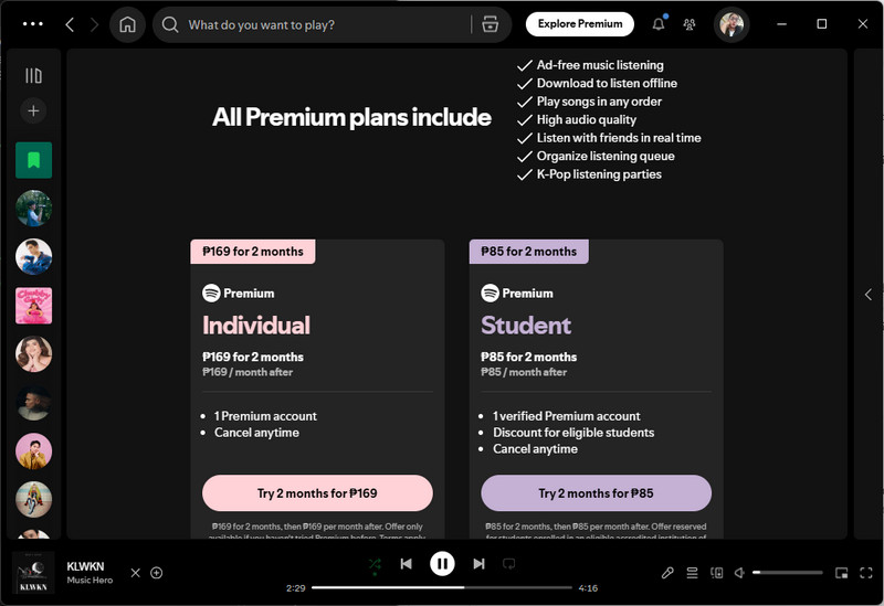 spotify premium plans