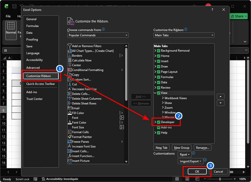 enable the developer option