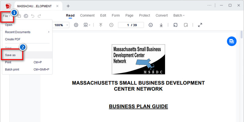 export finalized pdf