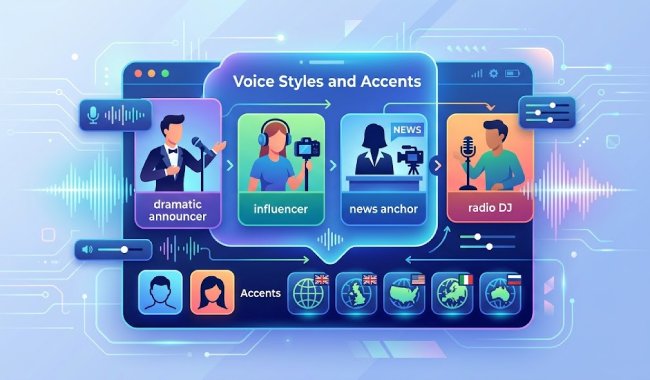 multiple voice styles and accents