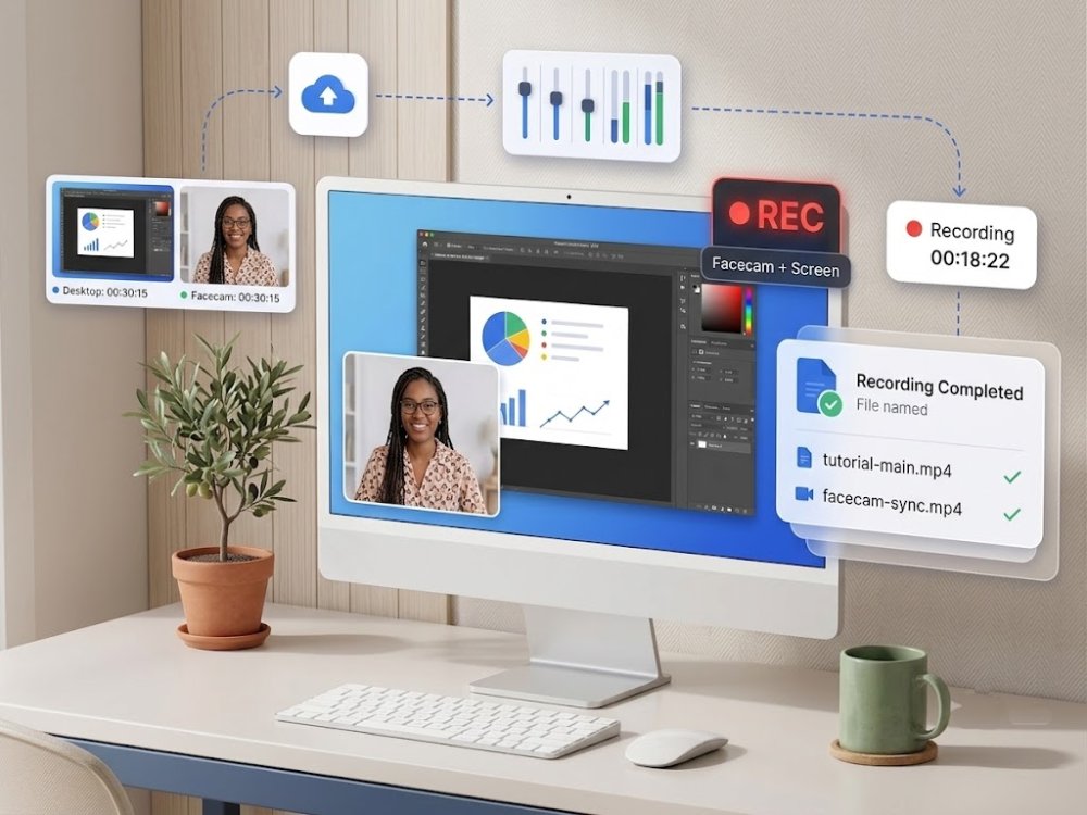 record screen and webcam