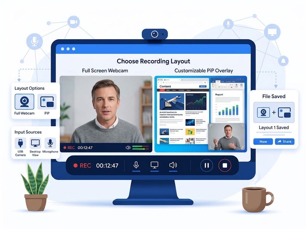 record screen with webcam